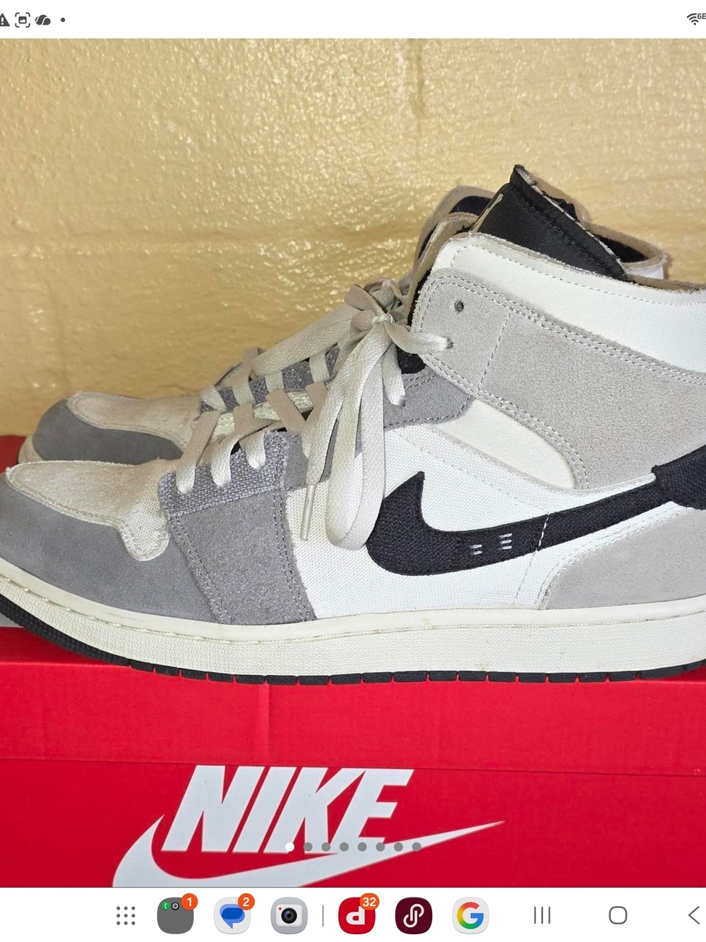 Nike Men’s Grey and White High-Top Sneakers